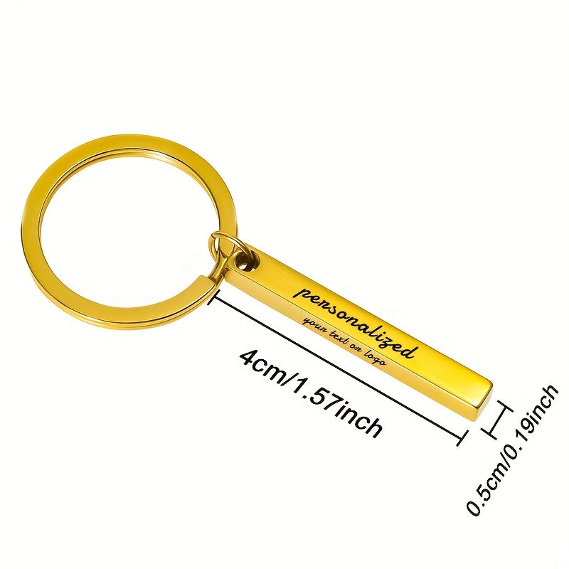 Custom 3D Bar Keychain For Men Stainless Steel Four Side Coordinates Keyring