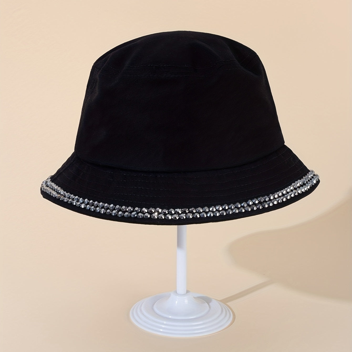Rhinestone Decor Bucket Hat Sunscreen Fisherman Cap