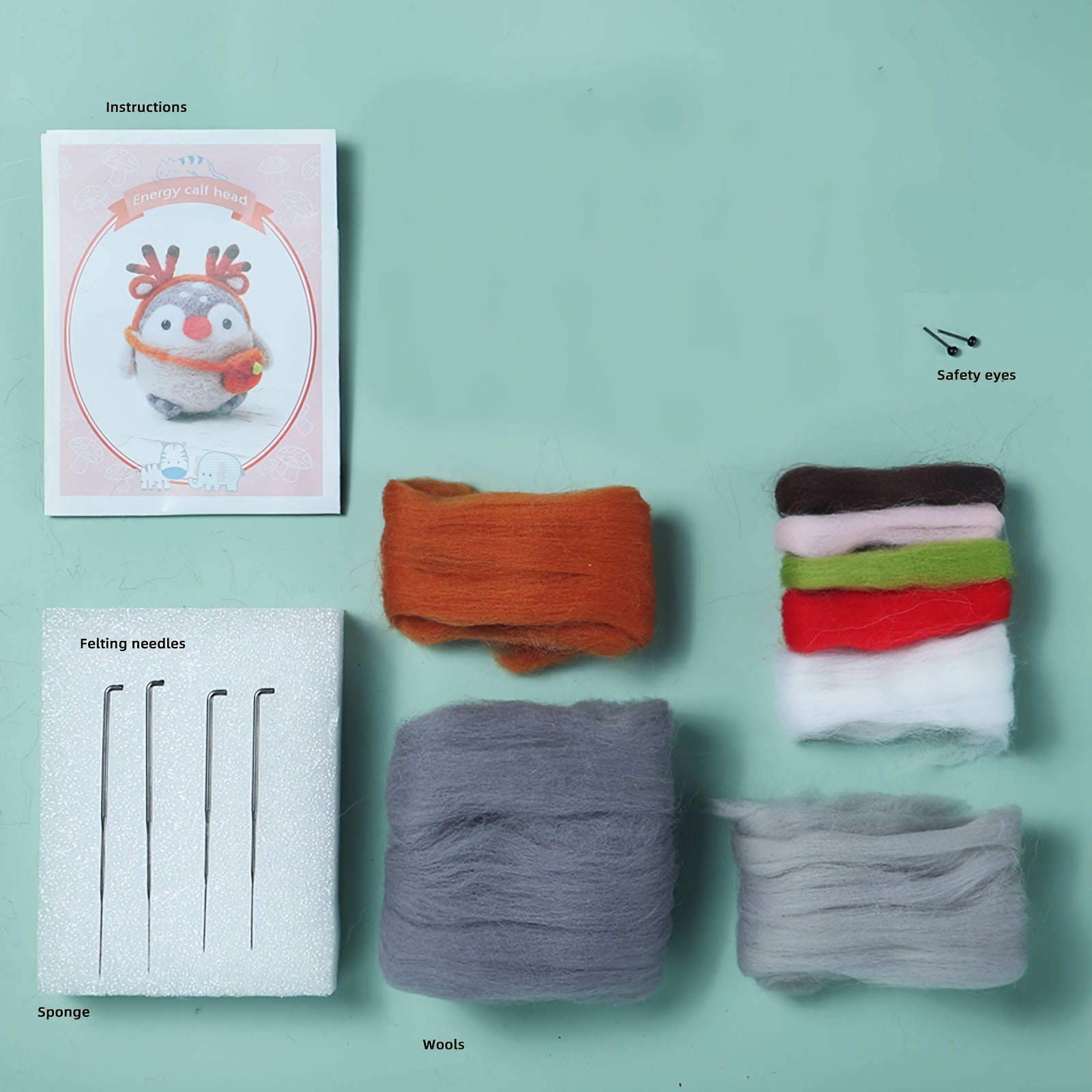 Beginner Energy Deer Needle Felting Kit DIY Art Craft