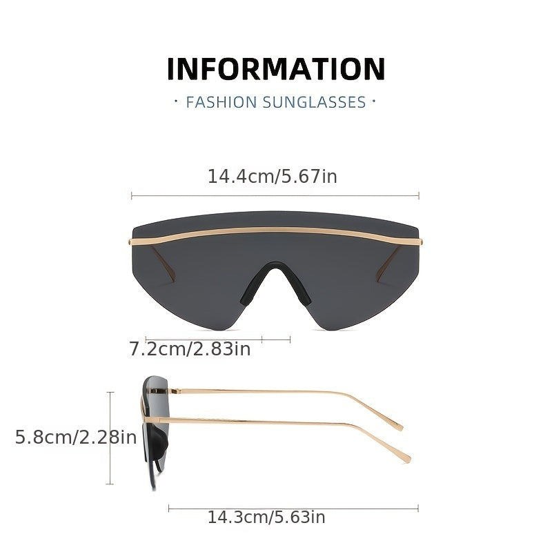 Y2K Rimless Sunglasses Gradient Lens Metal Temple Glasses