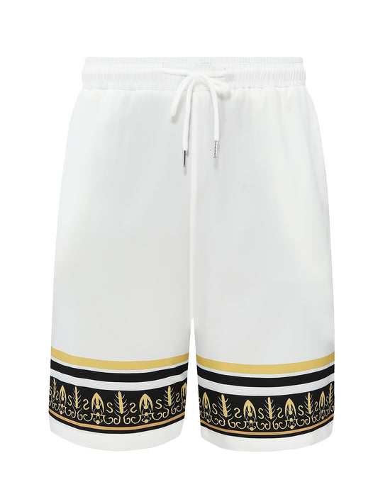 Men's Striped Print Drawstrings Shorts for Summer