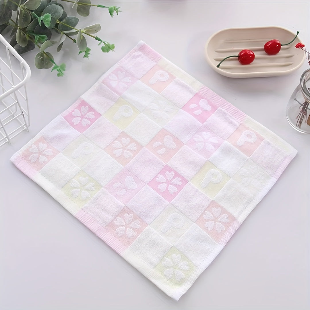 Plaid Washcloth Cotton Handkerchief Soft Towel for Home Bathroom