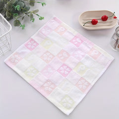 Plaid Washcloth Cotton Handkerchief Soft Towel for Home Bathroom