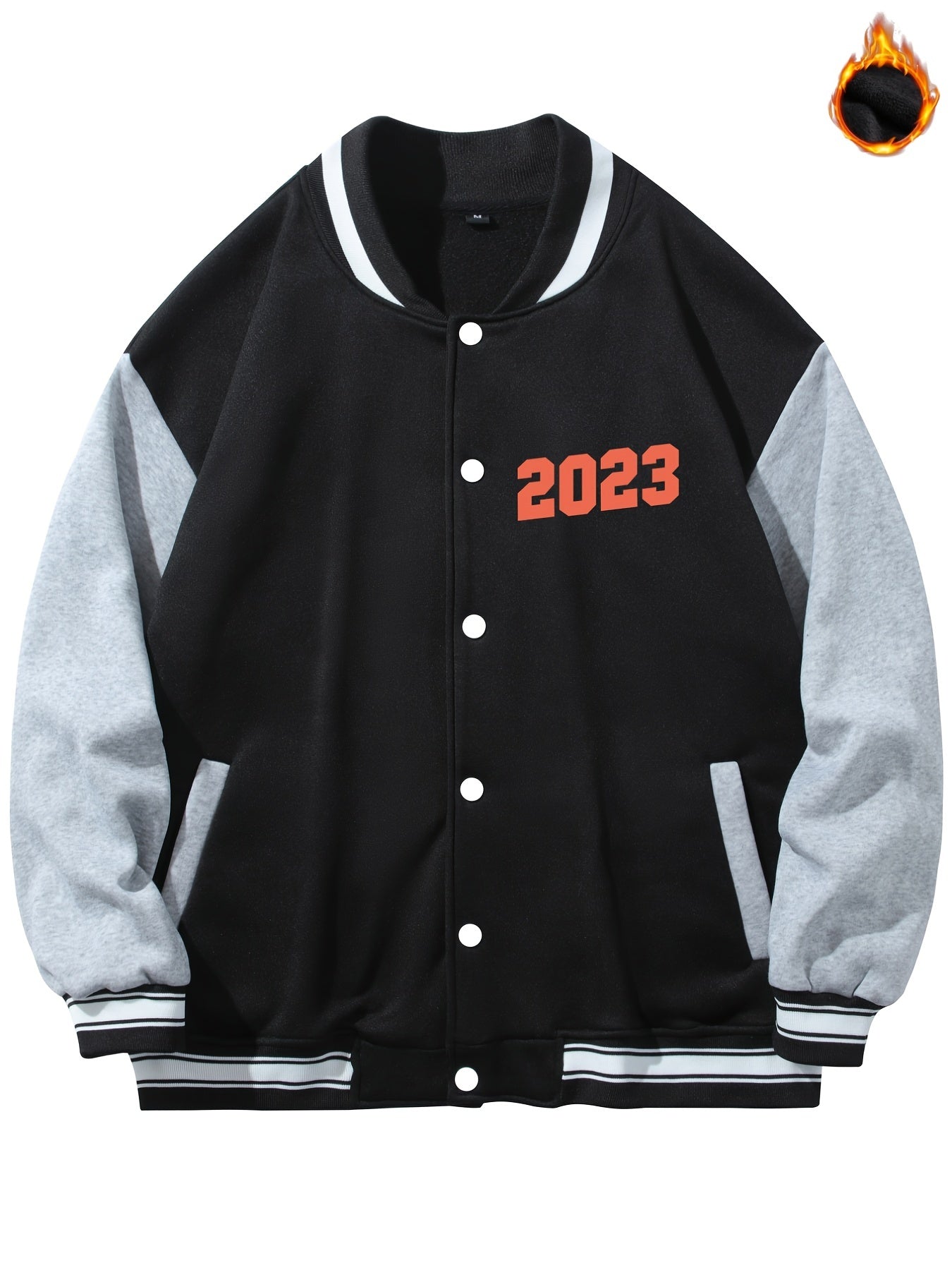 Graphic Print Men's Warm Baseball Jacket