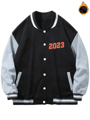 Graphic Print Men's Warm Baseball Jacket