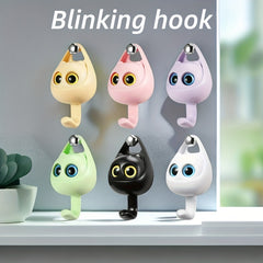 4pcs Cat Wall Hook with Movable Eyes Home Room Wall Door Decor