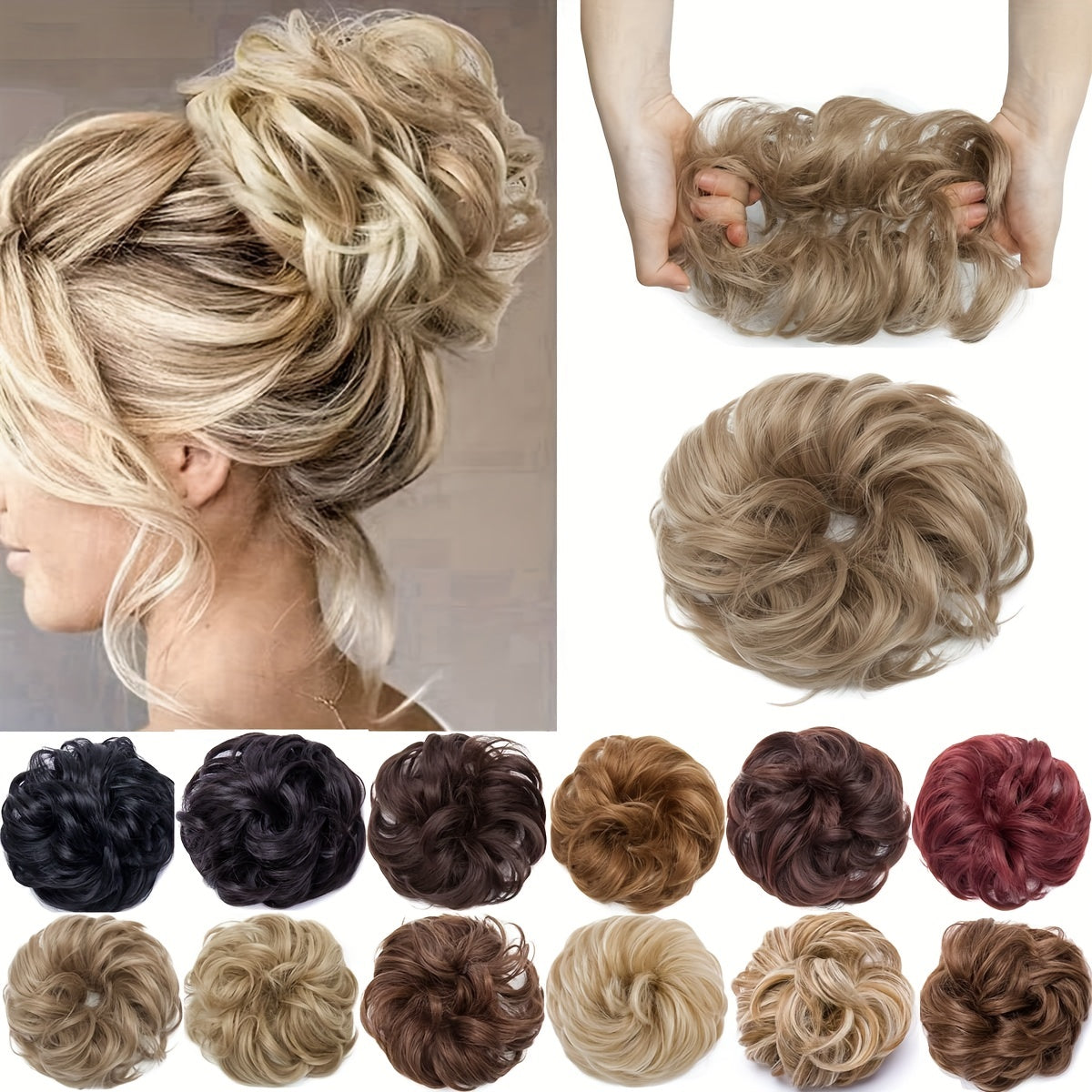 Messy Hair Bun Hair Pieces Curly Large Bun Scrunchies Extensions