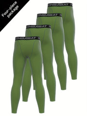 Men's Solid Pocket Leggings Active Sports Compression Pants
