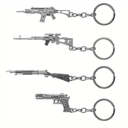 4pcs Mini Weapon Model Keychains Key Rings Car Key Bag Decoration