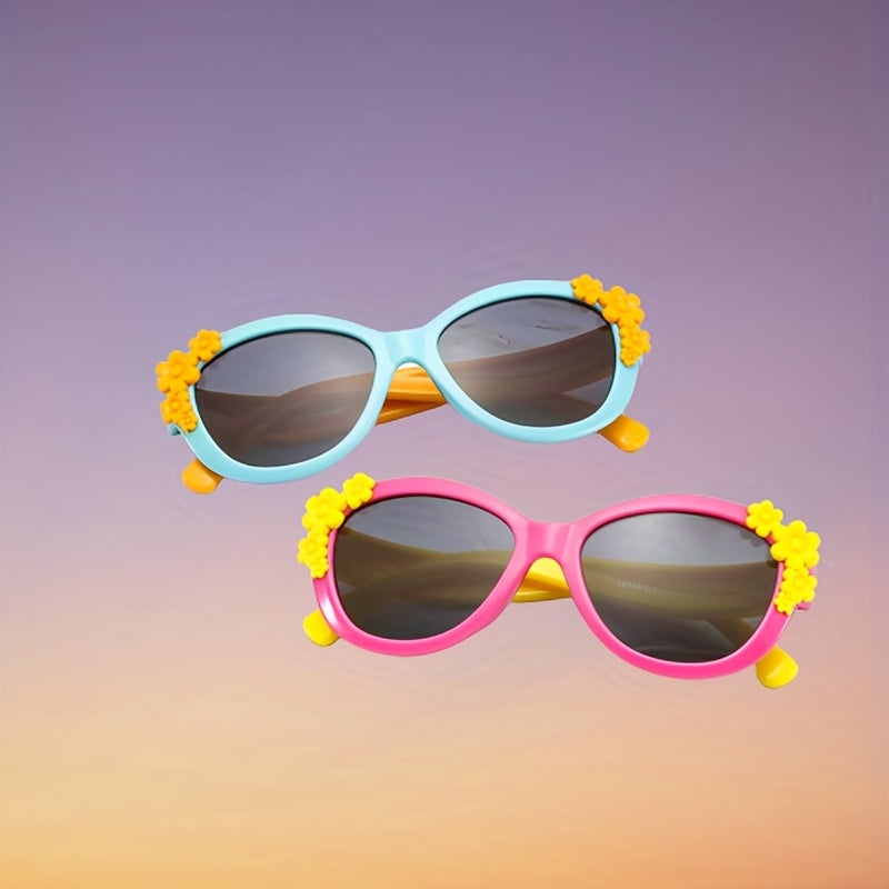 Silicone Kids Sunglasses Polarized Colorful Flower Baby Glasses