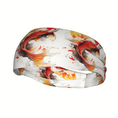 Koi Fish Sports Headband Sweat Wicking Stretchy Breathable Polyester