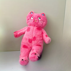 Polka Dot Cat Plush Toy with Pink Accents
