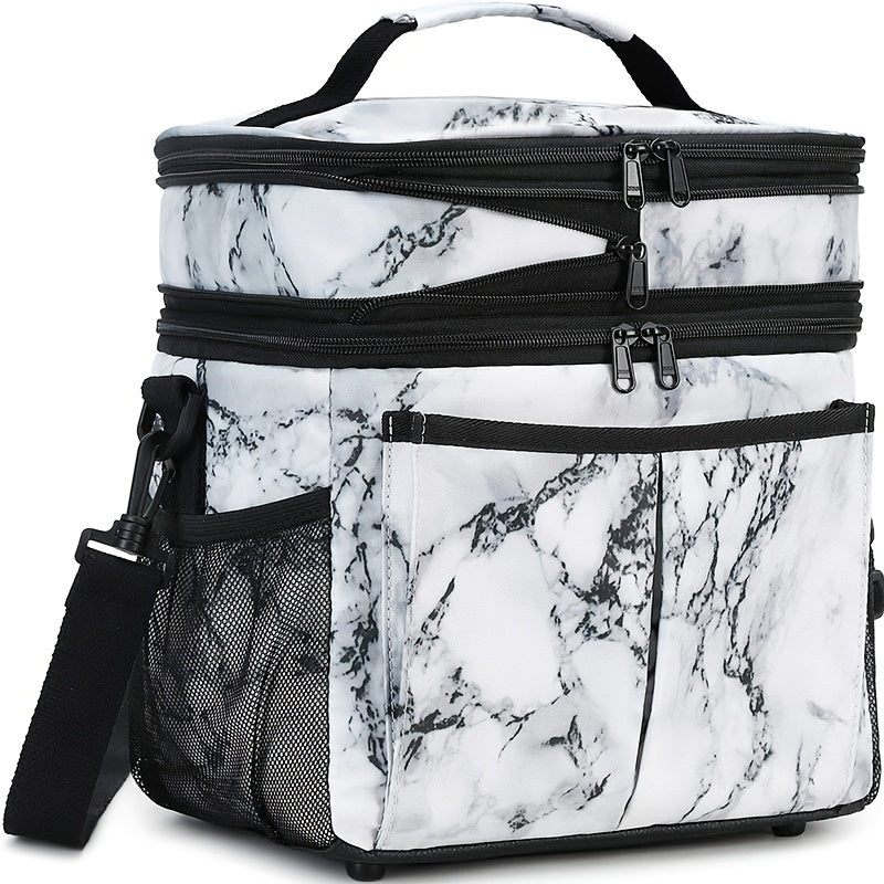 Marble Pattern Picnic Bag Large Capacity Insulation Bag