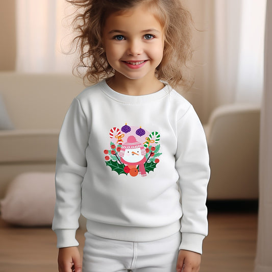 Cartoon Snowman Graphic Crew Neck Long Sleeve Sweatshirt Kids Christmas Gift