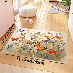 Colorful Butterfly Area Rug Decorative Carpet Polyester Textured Rug