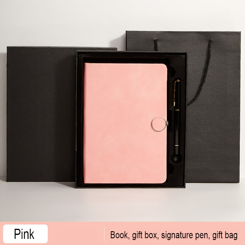 Custom Font A5 Business Diary Set Thick Hard Shell Notebook Round Buckle Style