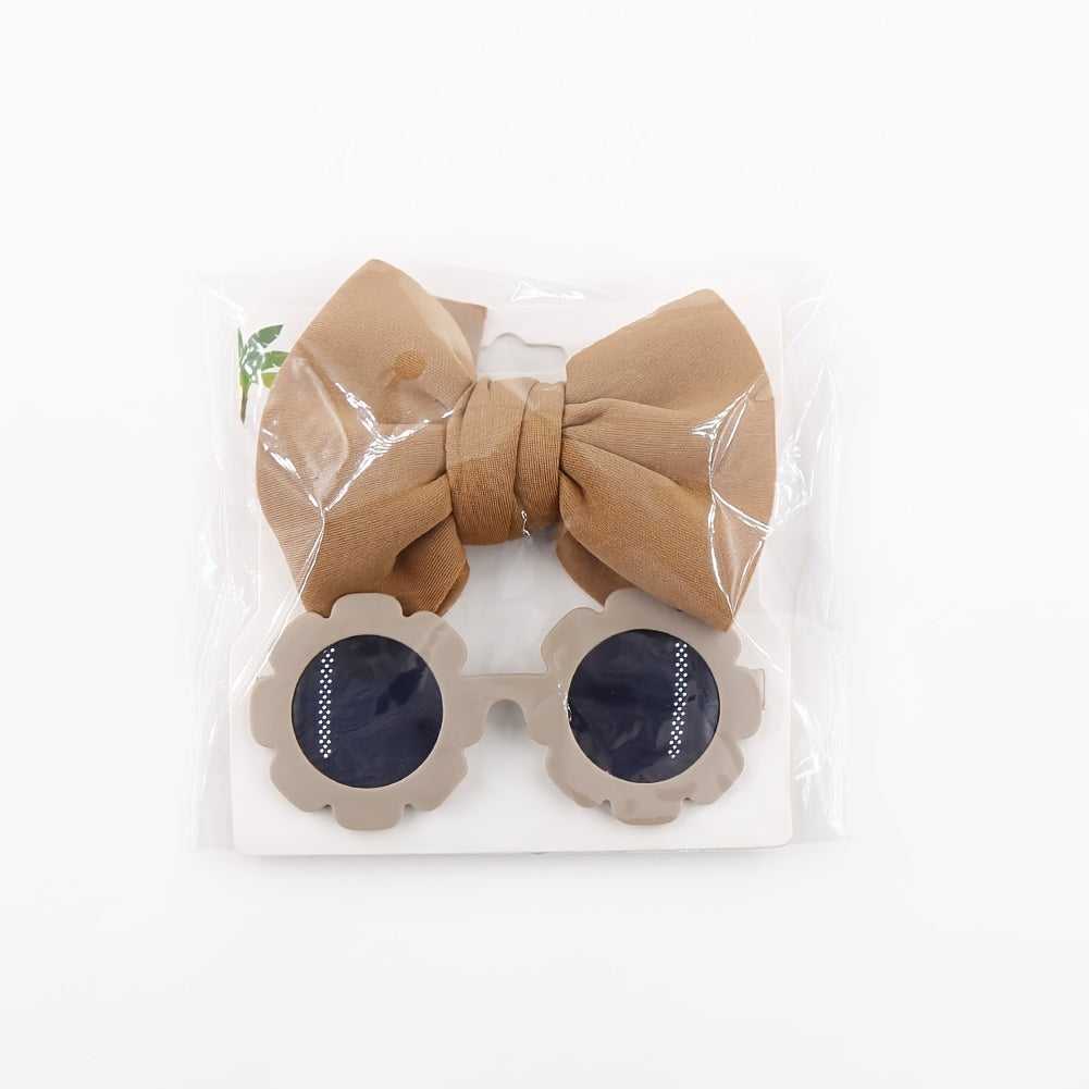 Summer Sunglasses & Bow Headband Set for Outdoor Style