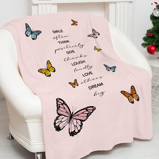 Butterfly Print Microfiber Sofa Blanket for Outdoor Picnic & Home Use