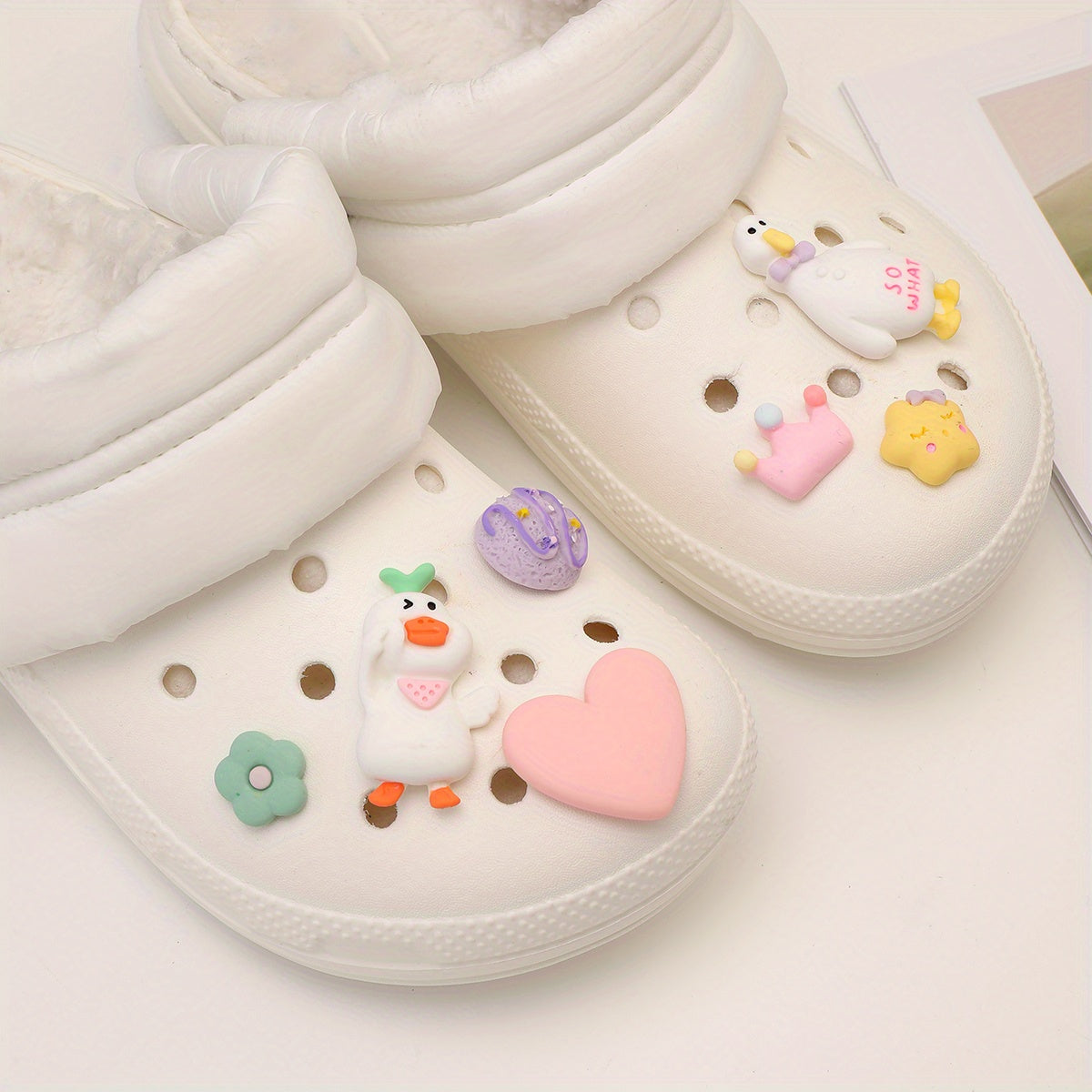 Resin Duck Crown Flower Shoe Charms Pack