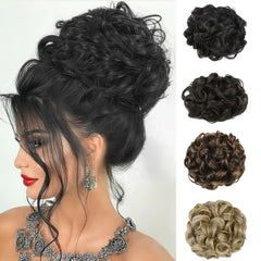 Curly Bun Extension Clip In Hairpiece Messy Updo Brown Blonde Hallow