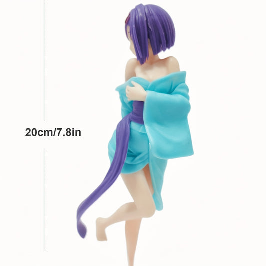 Kimono Beauty Figurine with Delicate Ornaments and Family Accessories
