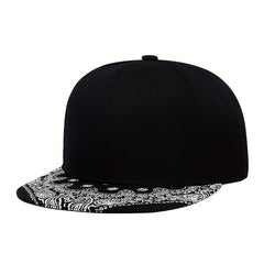 Men's Flower Brim Snapback Baseball Cap Flat Brim Hat