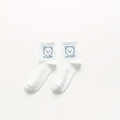 6 Pairs Cartoon Print Socks Comfy & Mid Tube Socks Women's Stockings