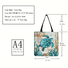 Ocean Turtle Tote Bag Reusable Shoulder Bag for Women