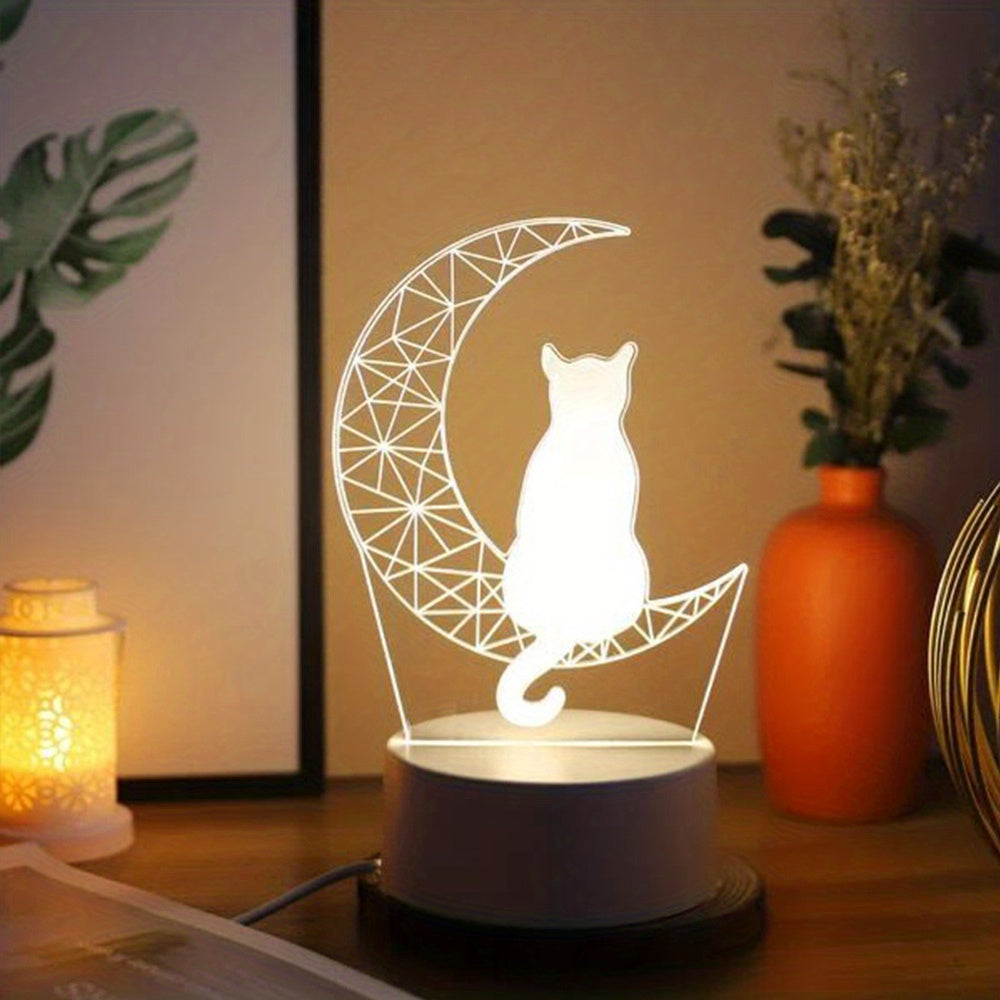 3D Moon Cat USB Table Light - Christmas Holiday Birthday Decor