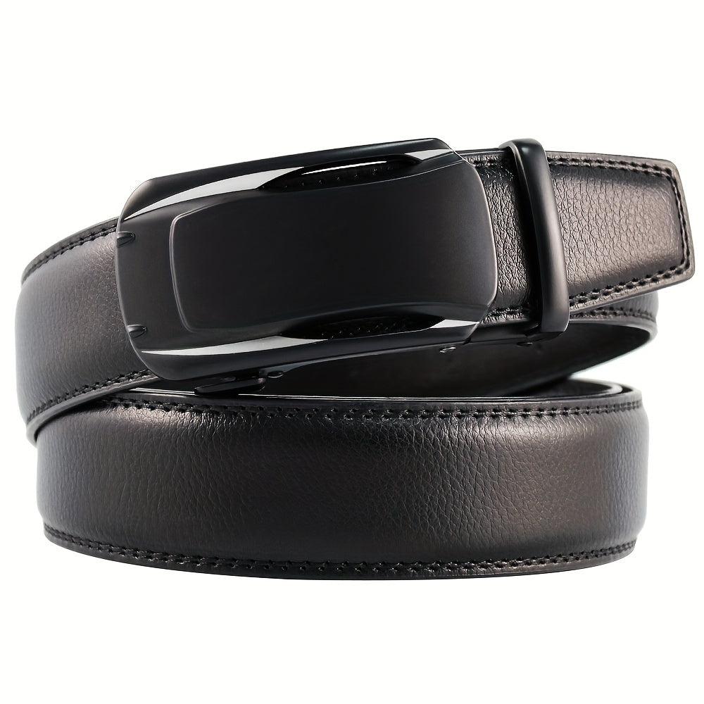 Men's Leather Ratchet Buckle Slide Belt For Dress Casual
