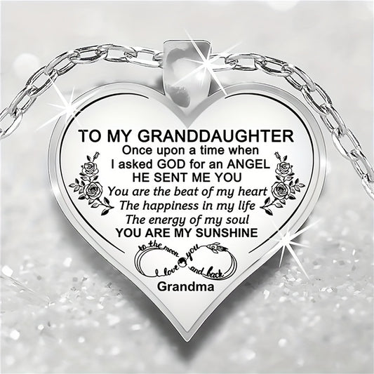 Girls Heart Pendant Necklace Holiday Gift To Granddaughter