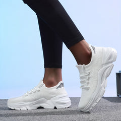 Women's Lace-Up Knit Running Shoes for Gym and Tennis