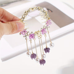 Tassel & Flower Hair Claw Rhinestone Hair Clip