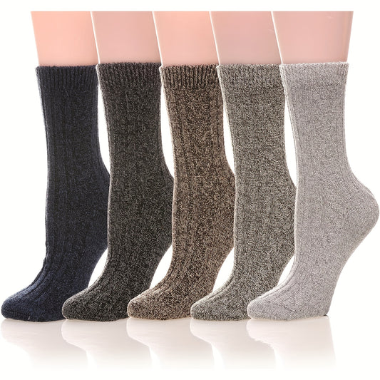 5 Pairs Soft Thickened Mid-calf Winter Socks