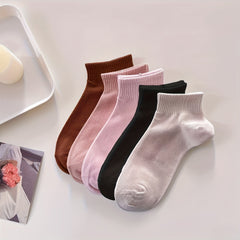 10 Pairs Women's Crew Short Socks Solid Colors Breathable Comfortable Stockings