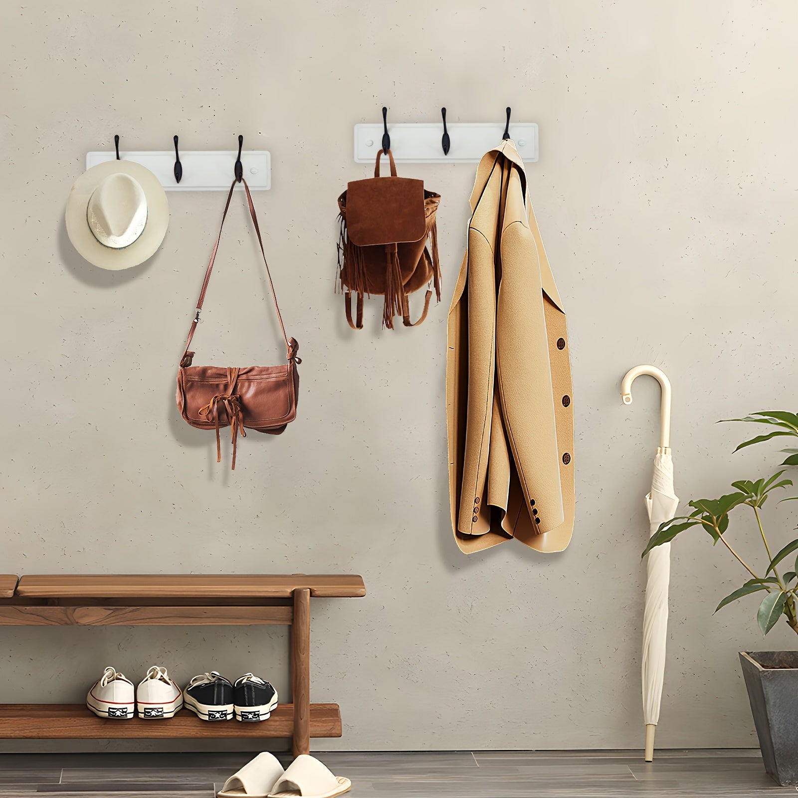 Wall Mounted Coat Rack 6 Hooks 40 64 Cm Coat & Hat Rack for Hallways Living