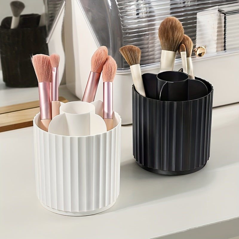 360 Degree Makeup Brush Storage Box PET PP Dustproof Vanity Lipstick Shelf