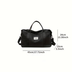 Letter Patch Solid Carry on Bag Portable Handle Zipper Travel Storage Handbag