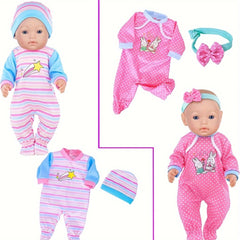 10 Pcs Reborn Doll Clothes & Accessories Long Sleeve Set for 25-33 cm Baby