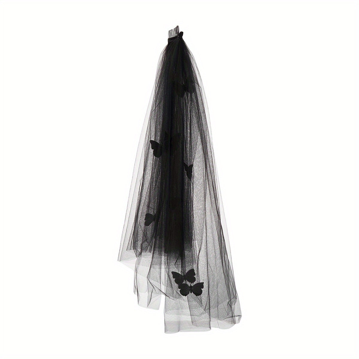 Tulle Bridal Veil with Butterfly Hair Accessory for Weddings