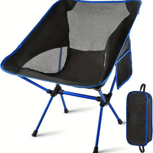 Portable Camping Chair with Side Pocket & Carry Bag for Outdoor Activities