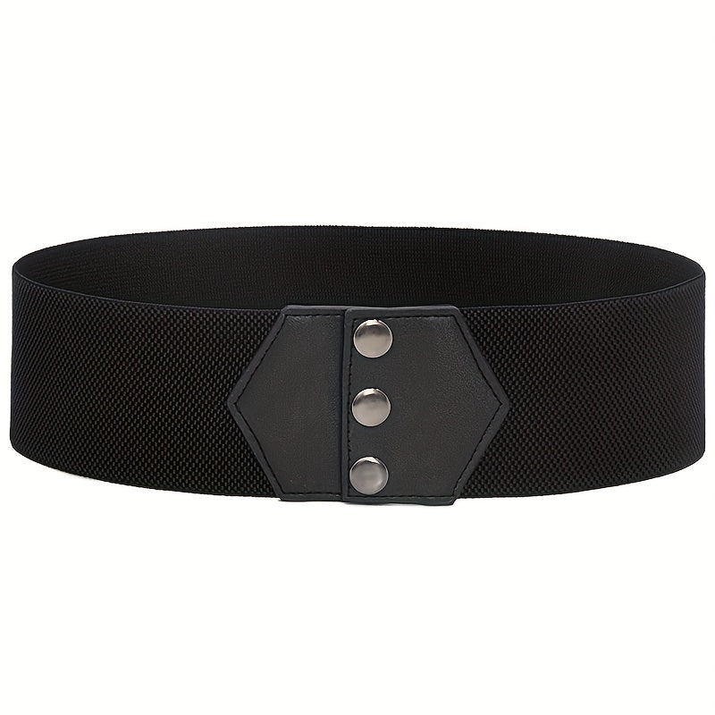 Snap Button Corset Belt PU Wide Elastic Belts For Dress