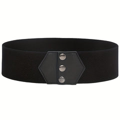 Snap Button Corset Belt PU Wide Elastic Belts For Dress