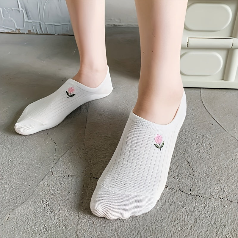 10 Pairs Cartoon Embroidery Low Cut Ankle Socks Women's Stockings