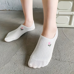 10 Pairs Cartoon Embroidery Low Cut Ankle Socks Women's Stockings