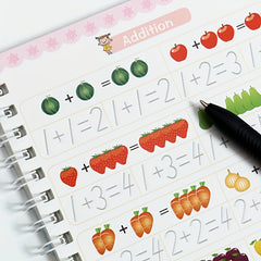 Educational Exercise Books with Groove Templates for Math and Letters Practice