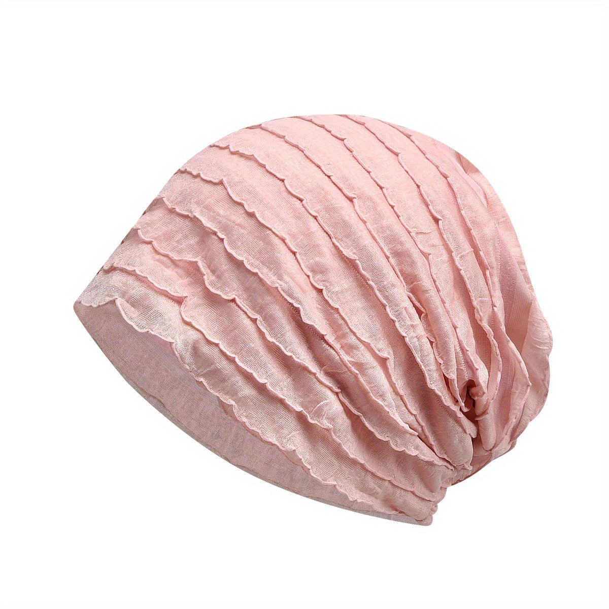 Solid Ruffles Beanie Cap for Women