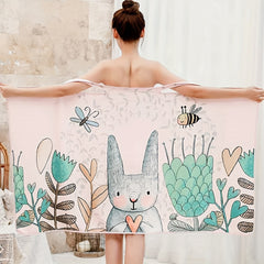 Cartoon Print Bath Towel Skirt for Adults Sauna Beach Gym Travel Nightwear