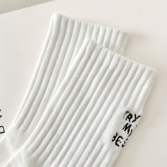 Letter Print Sports Mid Tube Socks Women's Stockings