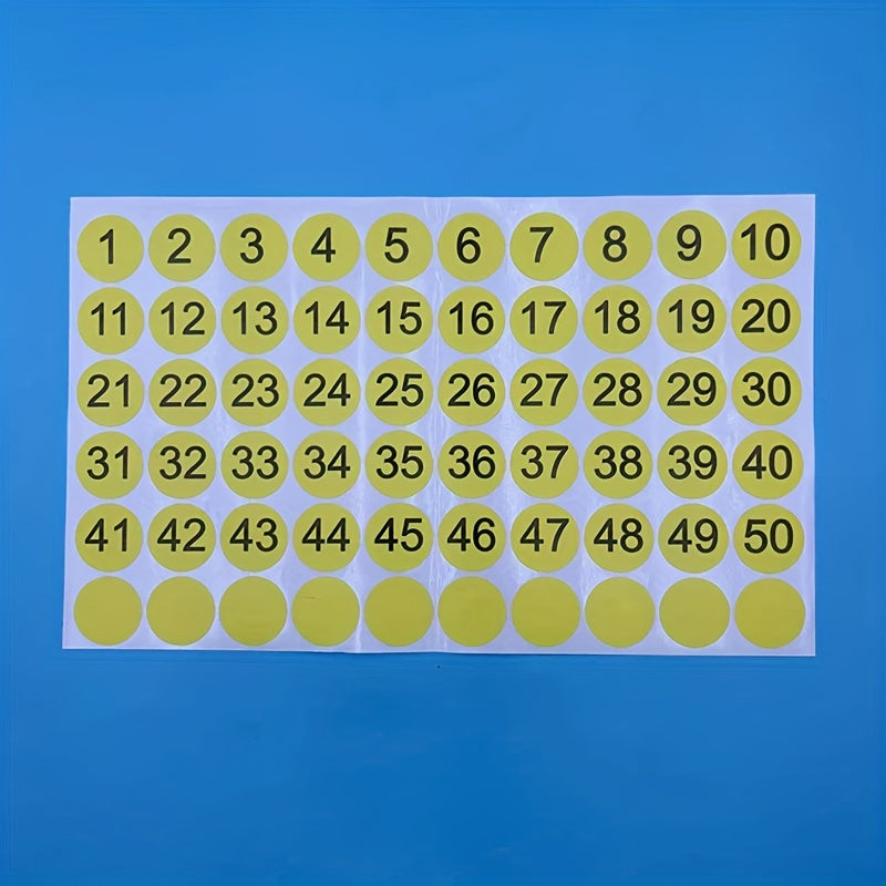 250 Round Number Stickers 1-50 Pack, Marker Sign Stickers
